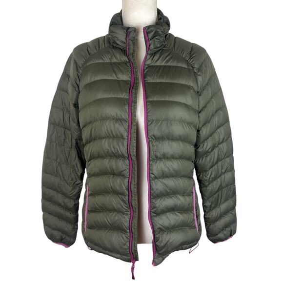 Prana Packable Lyra Down Puffer Winter Jacket Olive Green Lightweight Sz Medium - Picture 7 of 10